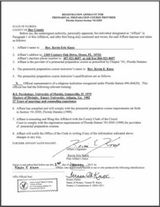 Bay County FL premarital course credentials
