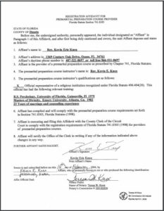 DeSoto County FL premarital course credentials