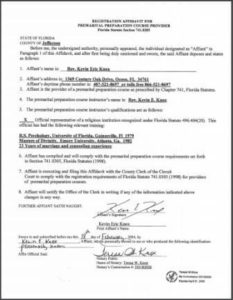 Jefferson County FL premarital course credentials
