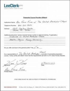 Lee County FL premarital course credentials