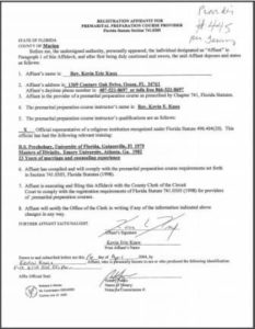 Marion County FL premarital course credentials