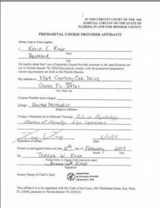 Monroe County FL premarital course credentials