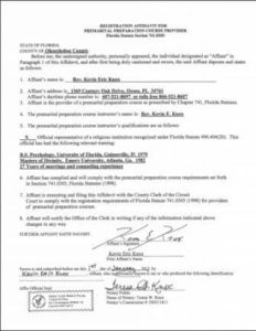 Okeechobee County FL premarital course credentials