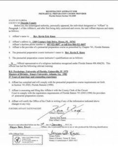 Osceola County FL premarital course credentials