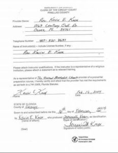 Pinellas County FL premarital course credentials
