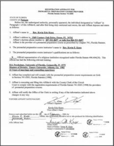 Putnam County FL premarital course credentials