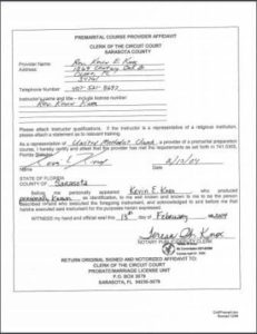 Sarasota County FL premarital course credentials