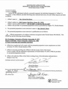 Sumter County FL premarital course credentials