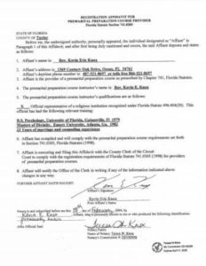 Taylor County FL premarital course credentials