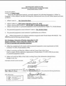 Union County FL premarital course credentials
