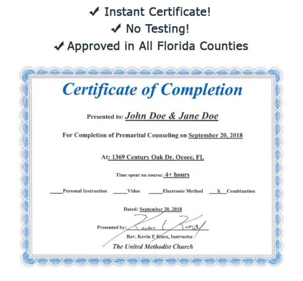 Free Online Florida Premarital Course Orlando Wedding Officiant